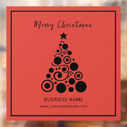 Holiday Black on Red Christmas Tree Business Window Cling