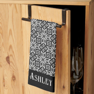 Holiday Black & White Scandinavian Pattern Kitchen Towel