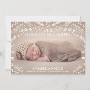 Holiday Blessing Foliage   Birth Announcement