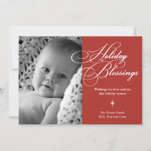 Holiday blessings bright star christmas photo card