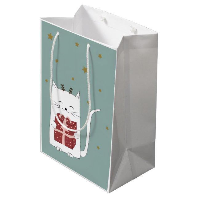 Holiday Blessings Cat Christmas Gift Bags (Back Angled)