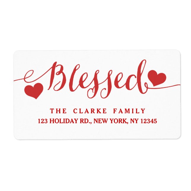 Holiday Blessings Red White | Address Label (Front)
