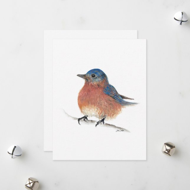Holiday Blue Bird Card (Front/Back In Situ)