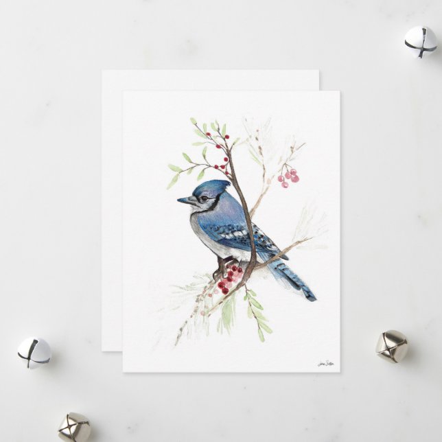 Holiday Blue Jay Art (Front/Back In Situ)