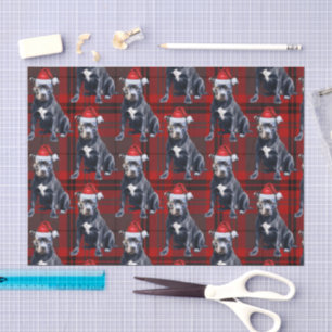 Holiday Bluenose Pitbull Dog Red Plaid Christmas Tissue Paper