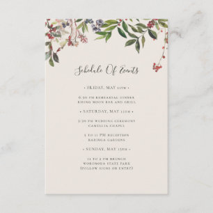Holiday Botanical   Champagne Schedule of Events Enclosure Card