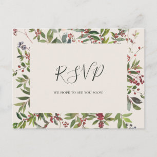 Holiday Botanical   Champagne Song Request RSVP Postcard