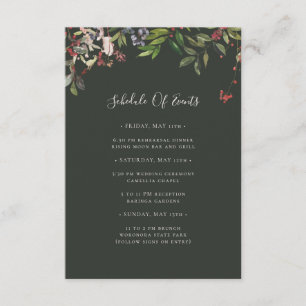 Holiday Botanical   Dark Green Schedule of Events Enclosure Card