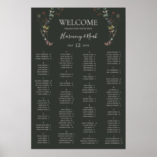 Holiday Botanical Green Alphabetical Seating Chart
