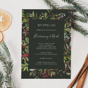 Holiday Botanical Green We Still Do Vow Renewal Invitation