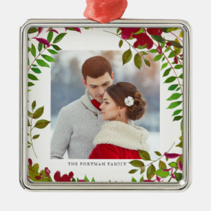 Holiday Botanical Photo and Name Ornament
