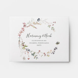 Holiday Botanical White Self Addressed RSVP Envelope