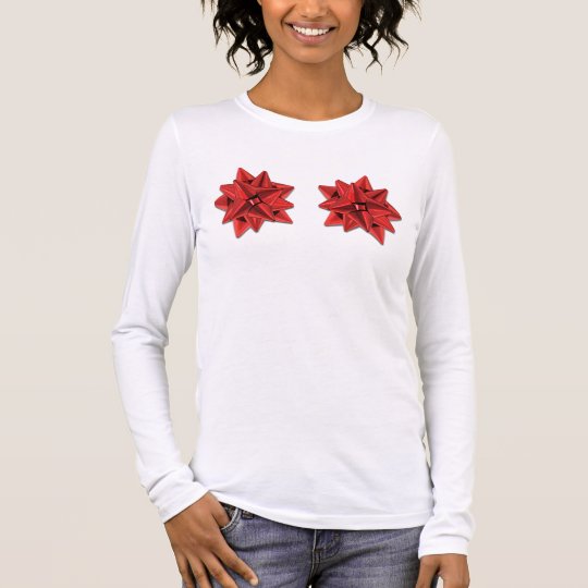 Holiday Bow Bra (Red) Long Sleeve T-Shirt