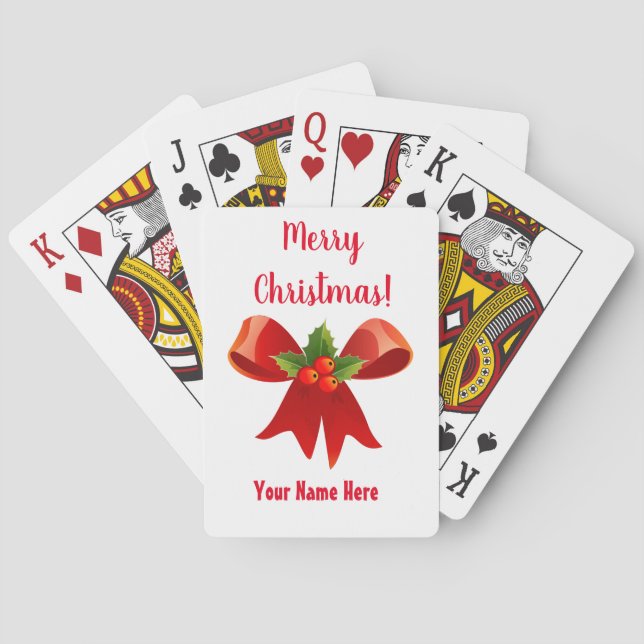 Holiday Bow Christmas Playing Cards   (Back)