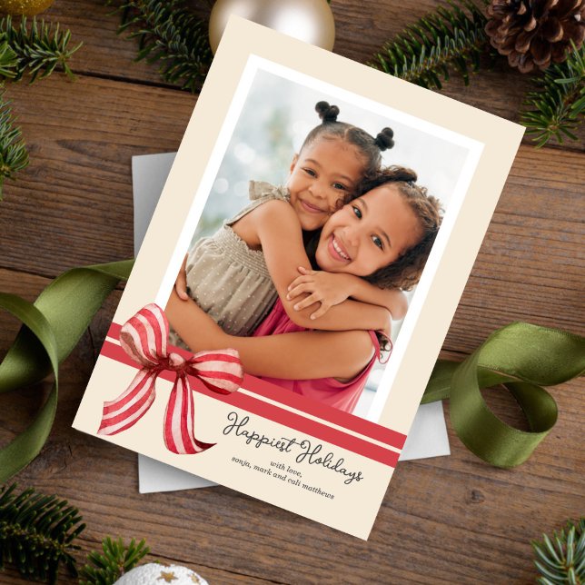 Holiday Bow Photo Holiday Card (Creator Uploaded)