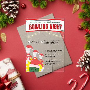 Holiday Bowling Night Santa Hats Acrylic Invitations