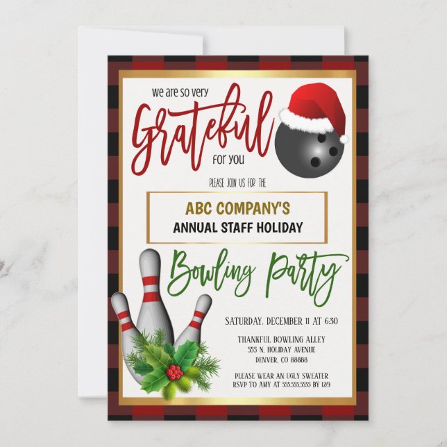 Holiday Bowling Party Invitation (Front)