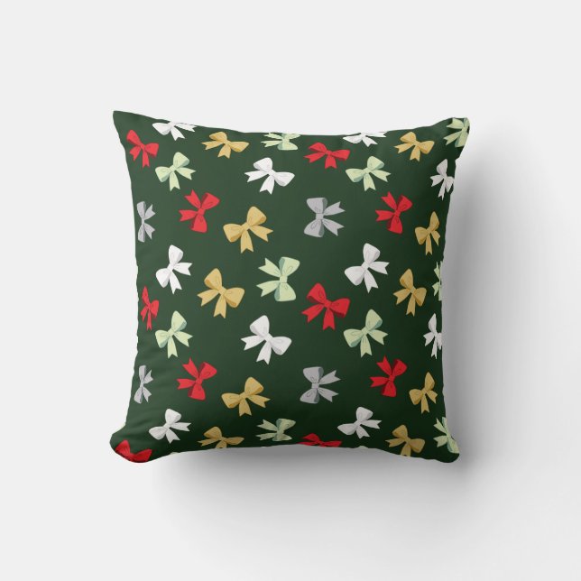 Holiday Bows Throw Pillow (Front)