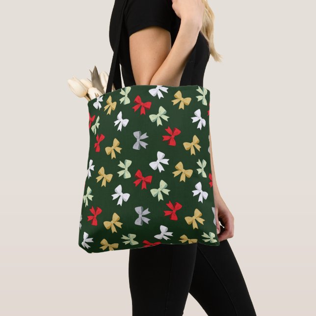 Holiday Bows Tote Bag (Close Up)