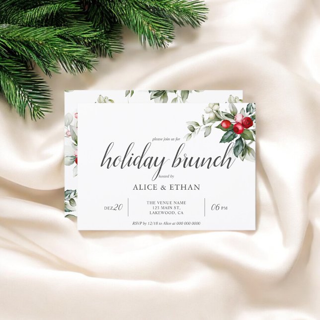 Holiday Brunch Berry Invitation Feuille (Créateur téléchargé)