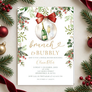 Holiday Brunch & Bubbly Christmas Bridal Shower Invitation