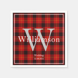Holiday Buffalo plaid with name and logo Napkin