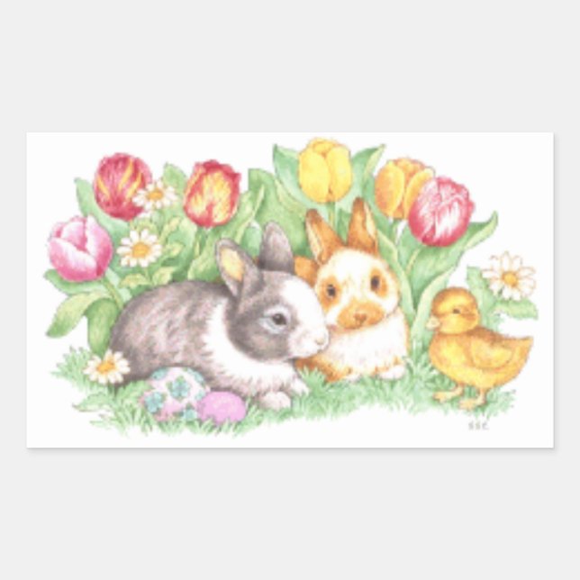 Holiday Bunnies Easter Sticker (Front)