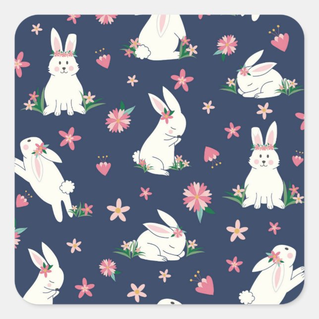 Holiday Bunnies Square Sticker (Front)