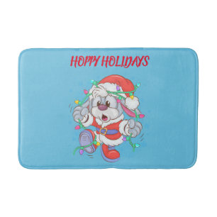 Holiday Bunny Christmas Bath Mat