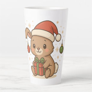 Holiday Bunny in Santa Hat Latte Mug