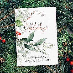 Holiday Business Greenery Personalized Card