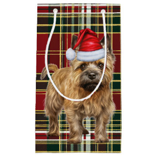Holiday Cairn and Festive Holiday Plaid Christmas Small Gift Bag