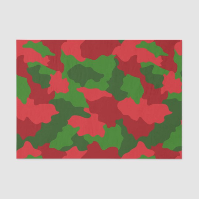 Holiday Camouflage Red and Green Tissue Paper (Front)