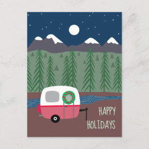 Holiday Camper Trailer in the Mountains Postcard