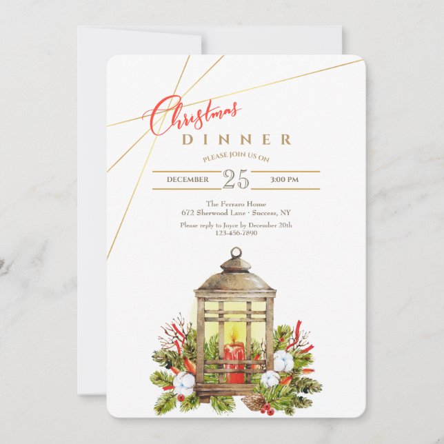 Holiday Candle Dinner Party Invinvitations Invitation (Front)