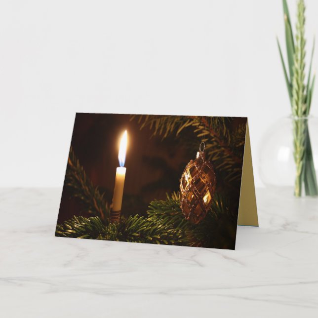 Holiday Candle Tree Ornament Greeting Card (Front)