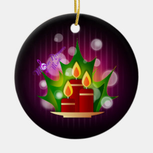 Holiday Candlelight Deep Plum Circle Ornament