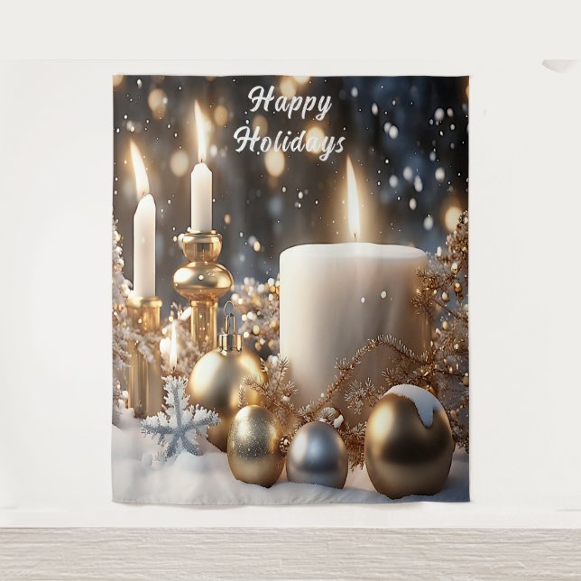 Holiday Candles Backdrop Tapestry (Front)