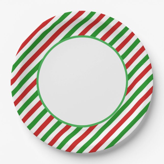 Holiday Candy Cane Paper Plates (Front)