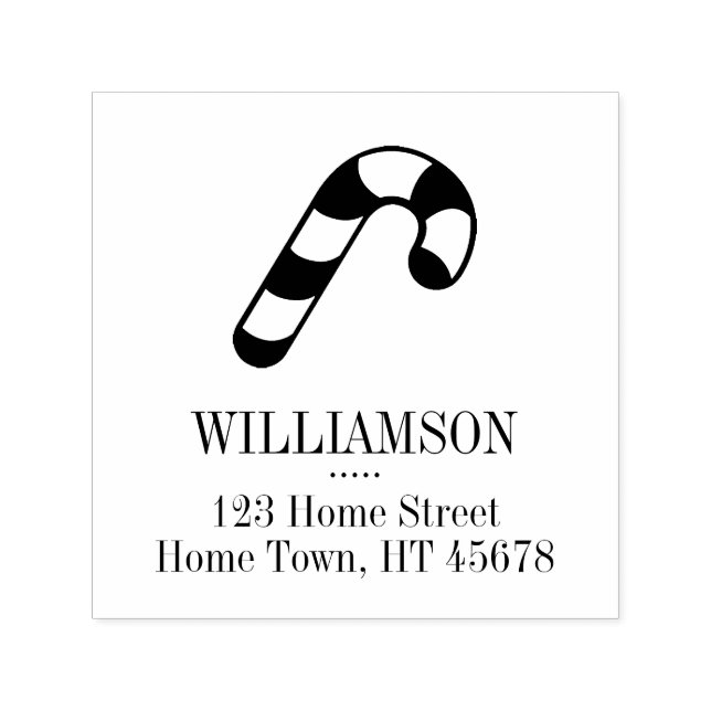 Holiday Candy Cane Return Address Self-inking Stamp (Design)