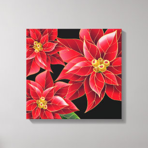 Holiday Canvas Art-Red Poinsettias Print
