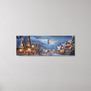 Holiday Canvas Art-Snowy Village Scene