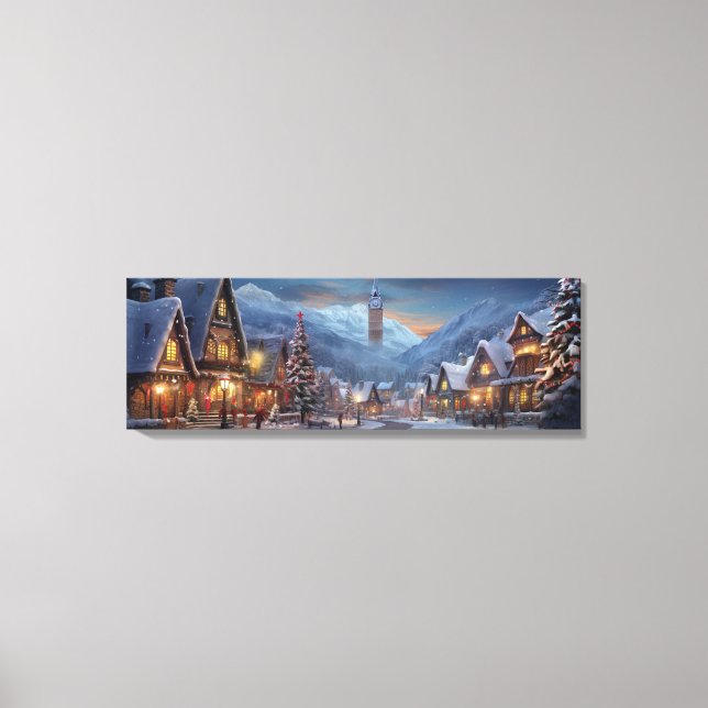 Holiday Canvas Art-Snowy Village Scene (Front)