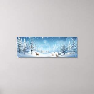 Holiday Canvas Art-Winter Deer Scene Print