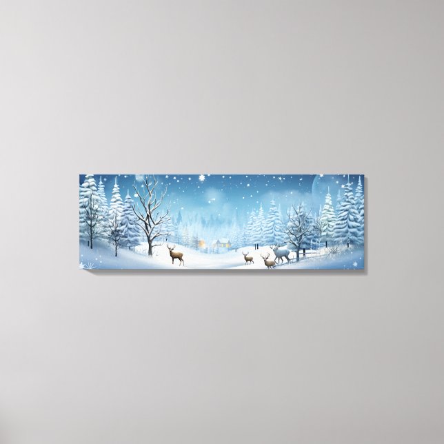 Holiday Canvas Art-Winter Deer Scene Print (Front)