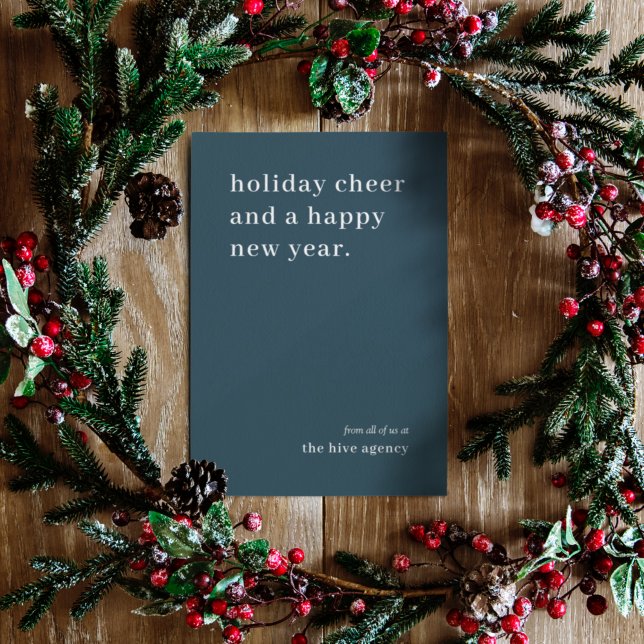 Holiday Card | Business Christmas Modern Teal (Professional corporate greeting card with clean layout and customizable company message)