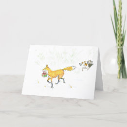 Holiday card - Fox with a box