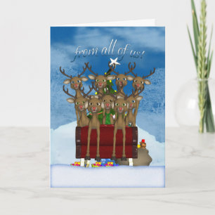Holiday Card From All Of Us - Reindeer In Sleigh