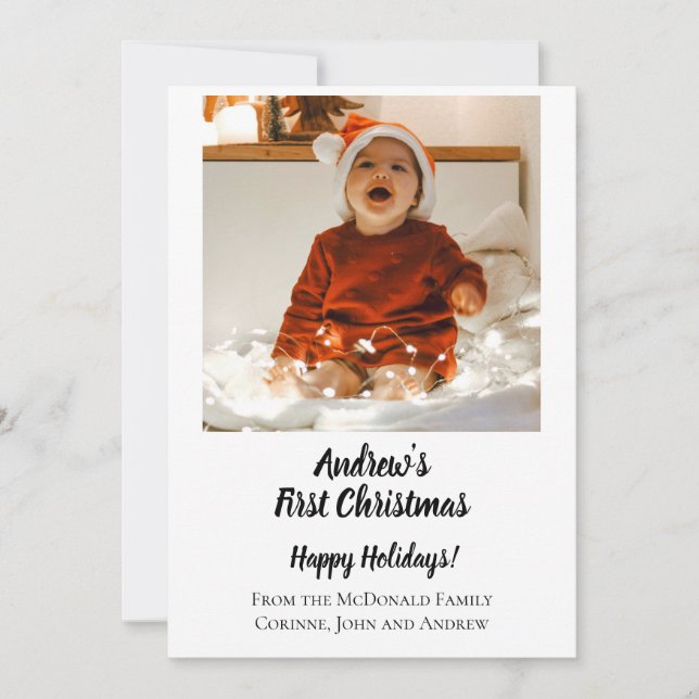 Holiday card minimal baby's first Christmas (Front)