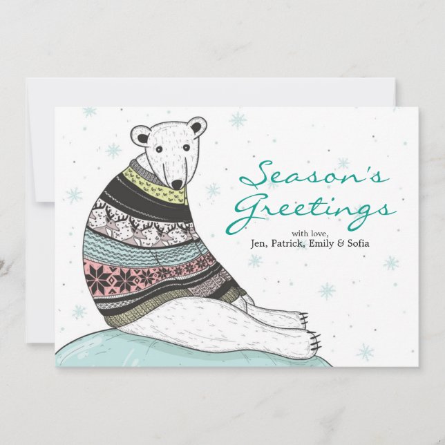 Holiday Card With Cute Polar Bear (Front)